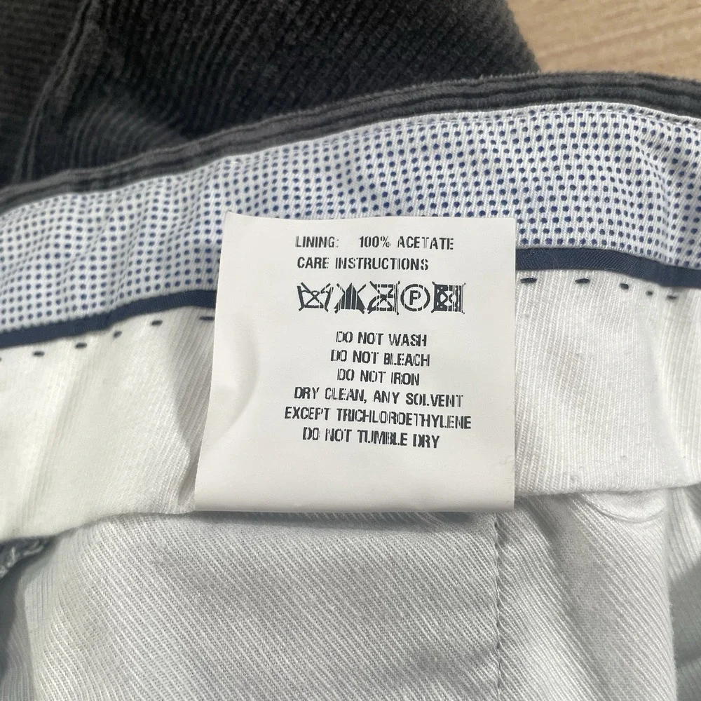 JB Britches Torino Corduroy Pants‎ Men 34R Charcoal Made In Italy Old Money